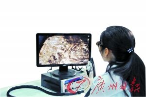 工作人員正在對(duì)一片出土的金箔進(jìn)行分析和信息采集。