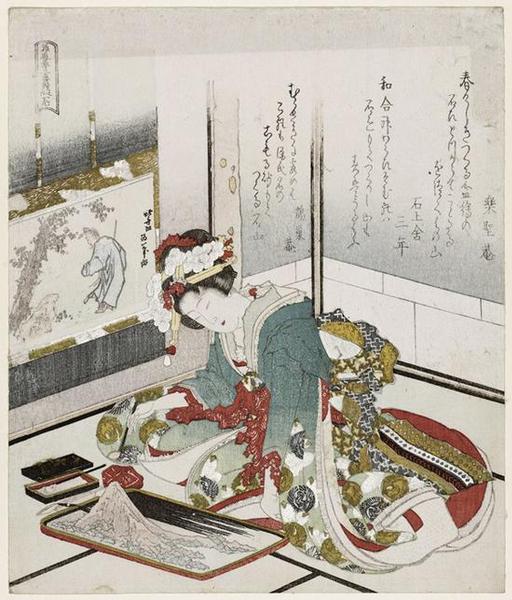 《內(nèi)石》(Ishi)，出自《稚游拳三番續(xù)》(Osana asobi ken sanbantsuzuki no uchi) 藝術(shù)家：葛飾北齋，年份：約1823年（Bunsei 6），類別：浮世繪; 紙本水墨* William Sturgis Bigelow Collection* 圖片：? Museum of Fine Arts, Boston