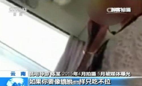 導(dǎo)游罵游客不購(gòu)物，視頻截圖