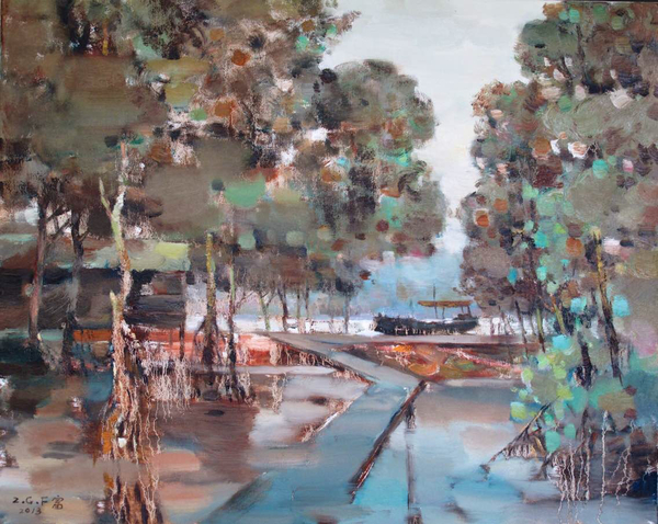 3 《紅樹(shù)林》，周?chē)?guó)富，60x90cm，布面油畫(huà)，2013