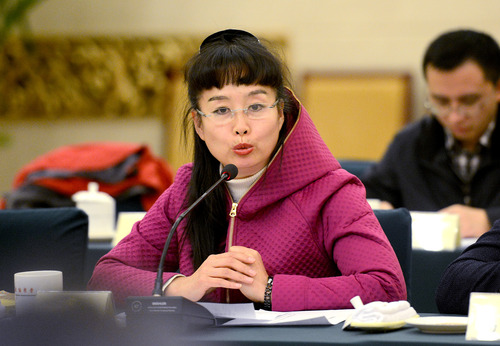 006A全國政協京昆室成立30年座談會現場全國政協委員、京昆室委員孫萍委員發(fā)言