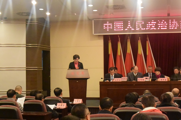 廈門市海滄區(qū)政協(xié)副主席林麗卿作提案工作報(bào)告。