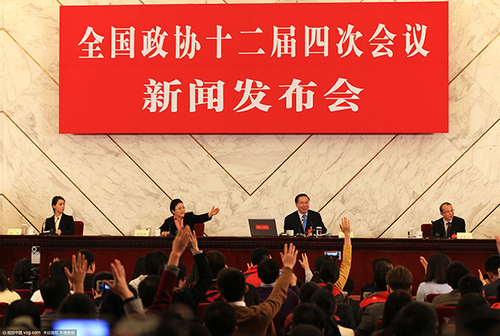2016年03月02日，北京，全國政協(xié)十二屆四次會議召開新聞發(fā)布會。 視覺中國 圖