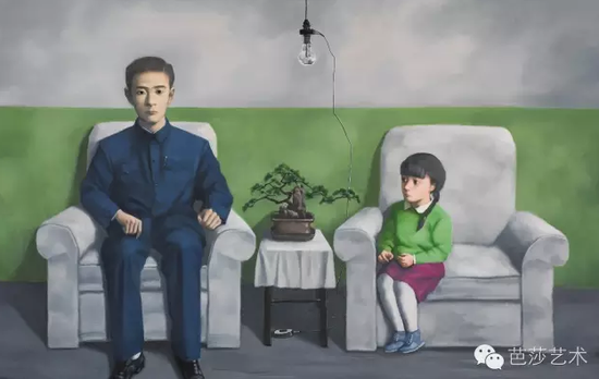 張曉剛《我的父親》，布面油畫，140×220cm，2012