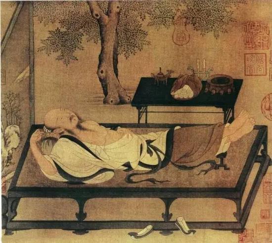 《槐蔭消夏圖》 宋 佚名 小品冊頁，紙本設色，
北京故宮博物院藏