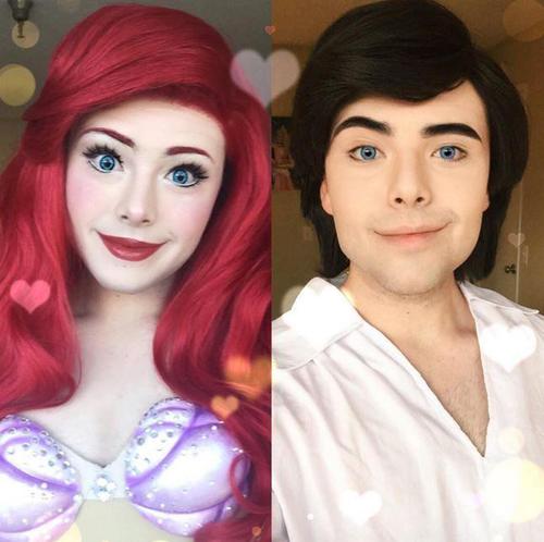 據(jù)BuzzFeed報道，美國22歲小伙理查德-沙弗化妝技術高超，擅長Cosplay動畫片中的公主形象。造型完成后根本看不出來這是一位22歲的小伙子。圖為化妝前后的對比。網(wǎng)友驚呼“比女孩還精致”。
