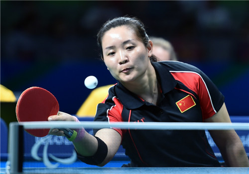 9月12日，在里約殘奧會乒乓球女子單打5級比賽中，中國選手張變獲得金牌。