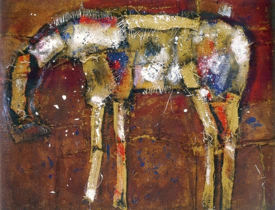 錢培琛作品：《沉思》（2002 ，麻布綜合材料）