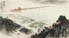 錢松嵒《江畔新城》，在北京華辰2012春拍會上流拍