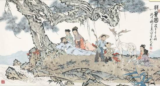 范曾《祥鹿圖》，成交價：713萬元，圖片來源：中國嘉德