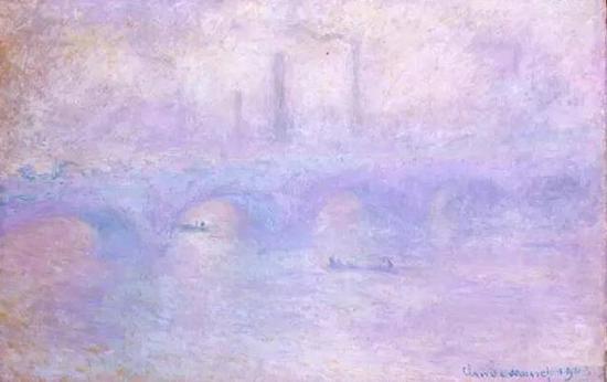 莫奈，《云霧中的滑鐵盧橋》，1903，冬宮博物館