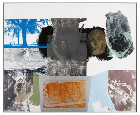 《搶救系列：樹蔭（Shade-Salvage）》，布面丙烯，1984年。圖片來源于網絡；圖片致謝：羅伯特·勞森伯格基金會和巴黎達泰斯·洛巴克畫廊
