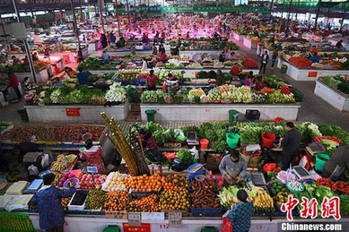 資料圖：市民購(gòu)新鮮蔬菜。 <a target='_blank' href='http://www.chinanews.com/'>中新社</a>記者 胡雁 攝