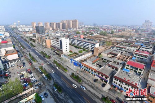 4月5日，從高空俯瞰河北容城。<a target='_blank' href='http://www.chinanews.com/'>中新社</a>記者 翟羽佳 攝