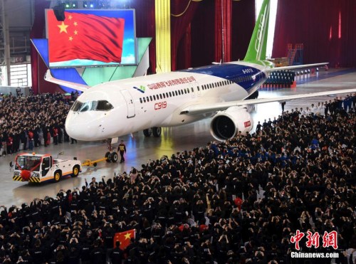資料圖：中國自主研制的C919大型客機。<a target='_blank' href='http://www.chinanews.com/'>中新社</a>記者 孫自法 攝