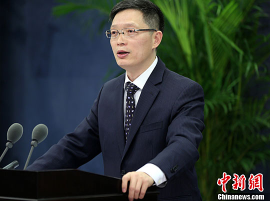 資料圖：國務(wù)院臺(tái)灣事務(wù)辦公室舉行例行發(fā)布會(huì)，國臺(tái)辦發(fā)言人安峰山主持例行新聞發(fā)布會(huì)。<a target='_blank' href='http://www.chinanews.com/'>中新社</a>記者 張勤 攝