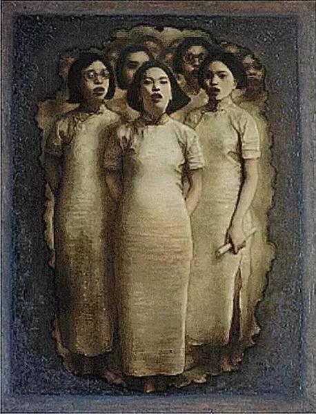 龐茂琨，穿越時(shí)間的吶喊，布面油畫，150×115cm ，1999