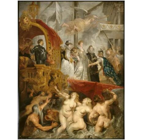 《1600年11月3日，瑪麗·德·美第奇登陸馬賽港》（Le Débarquement de Marie de Médicis au port de Marseille， le 3 novembre 1600），彼得·保羅·魯本斯（Pierre Paul Rubens），盧浮宮博物館，巴黎