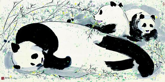 吳冠中1992年作《熊貓》，香港蘇富比拍品，成交價(jià)971.2萬(wàn)元