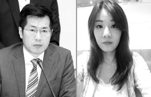 圖片說明：民進黨“立委”羅致政(左)與女助理粘珮瑩。