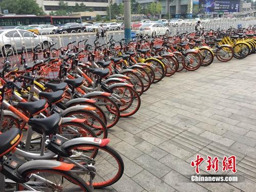 資料圖：路邊停放著多種共享單車。<a target='_blank' href='http://www.chinanews.com/' >中新網(wǎng)</a> 吳濤 攝