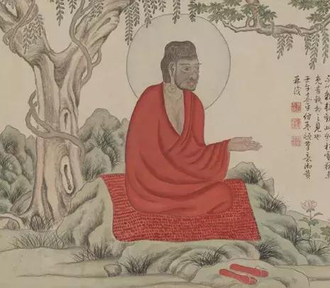 乾隆帝仿趙孟頫紅衣羅漢圖卷局部，故宮博物院藏