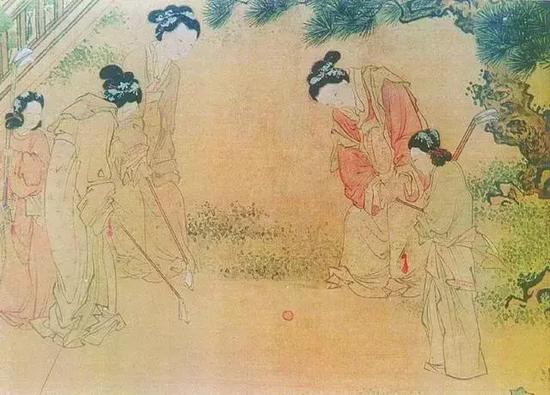 明，杜堇《仕女圖》卷局部，上海博物館藏