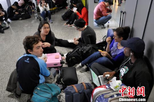 圖為等待值機的旅客。　楊珺 攝