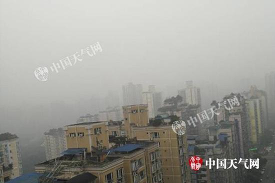 昨天，重慶主城遭遇濃霧，0時(shí)至8時(shí)最小能見(jiàn)度僅為100米。（圖/劉雙娥）