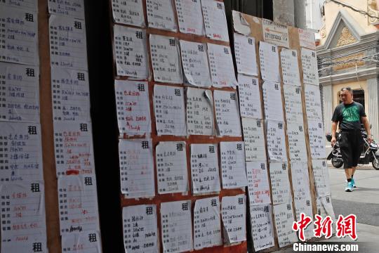 在蓬萊路上的一些老房子門(mén)外，都張貼有房屋租賃信息，每天都有不少人經(jīng)過(guò)駐足觀看?！∫罅⑶?攝