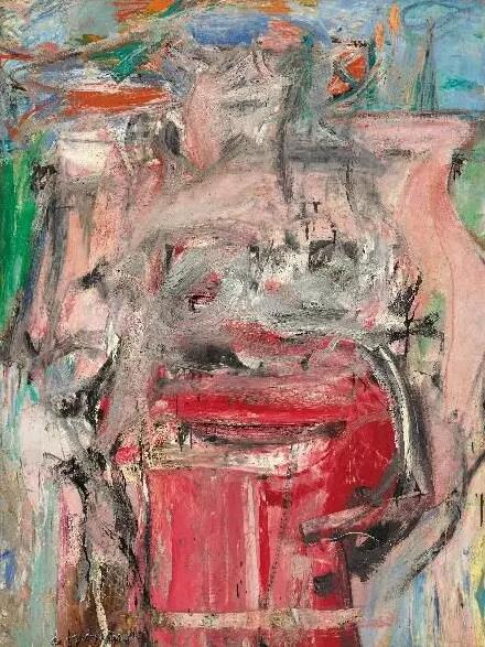 威廉·德·庫寧《女人風(fēng)景》，油彩 炭筆 麻布，166.3 x 125.4 cm。，1955年作