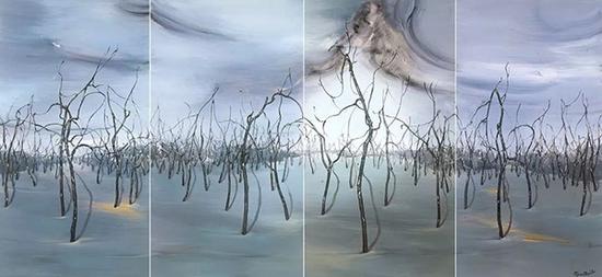 范勃，寒林，83×196cm，布面油彩，2012
