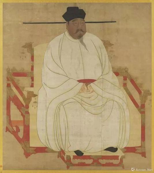 （傳）王靄《宋太祖坐像》絹本、設(shè)色，縱191cm橫：169.7cm，現(xiàn)藏臺北故宮博物院