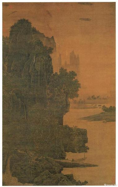 宋蕭照山腰樓觀圖軸絹本水墨 179.3x112.7cm，現(xiàn)藏于臺北故宮博物院