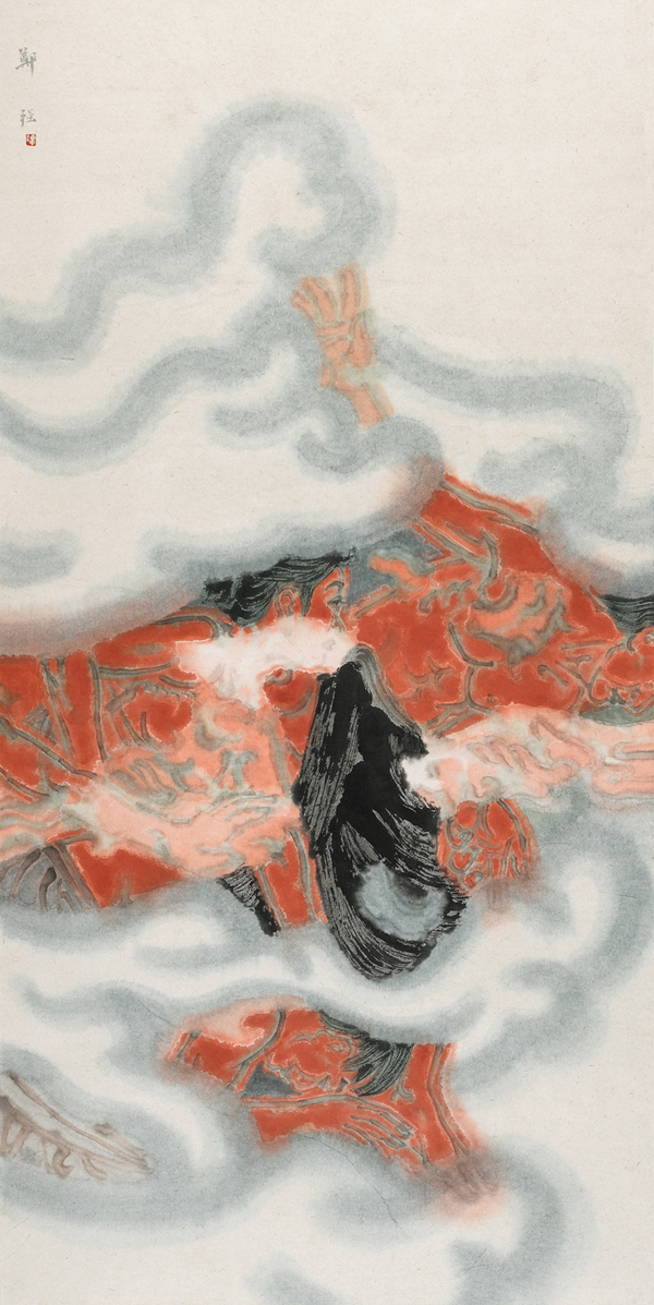 鄭強(qiáng) 前行之六  139cm×69cm  紙本設(shè)色  2018年