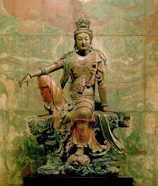 彩繪木雕南海觀音坐像 遼/金10—13世紀(jì)？納爾遜——阿特金斯博物館藏