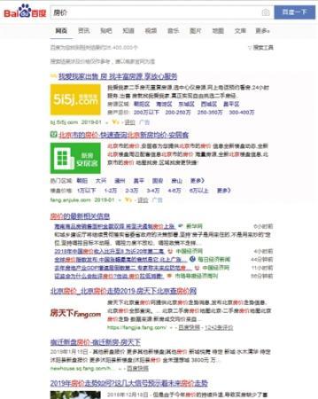 1月23日，使用百度和360旗下的搜索引擎搜索“房價”，得到的結(jié)果。網(wǎng)頁截圖