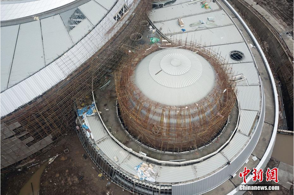 天文館在建的球幕影院。張亨偉 攝