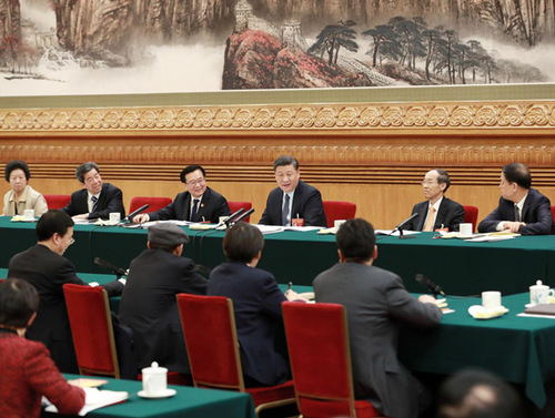 2019年3月8日，習近平參加十三屆全國人大二次會議河南代表團的審議。
