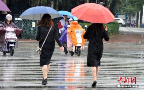 資料圖：2018年11月，福州市民在雨中出行。張斌 攝