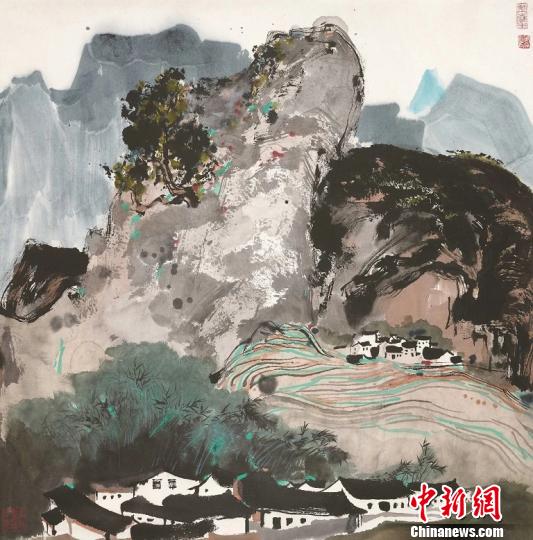 吳冠中的中國畫《山水》，中國國家畫院藏 主辦方供圖