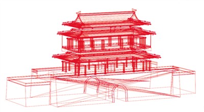 明遷都北京后，北京城較元大都整體南移；明清時期中軸線上的建筑、景觀的規(guī)模、氣勢、規(guī)整程度均達到了歷史最高水準。1(供圖：清城睿現(xiàn)數(shù)字科技研究院）