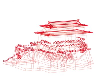 明遷都北京后，北京城較元大都整體南移；明清時期中軸線上的建筑、景觀的規(guī)模、氣勢、規(guī)整程度均達到了歷史最高水準。2(供圖：清城?，F(xiàn)數(shù)字科技研究院）