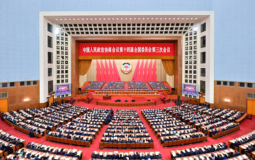 3月4日下午，中國人民政治協(xié)商會議第十四屆全國委員會第三次會議在北京人民大會堂開幕。新華社記者 翟健嵐 攝