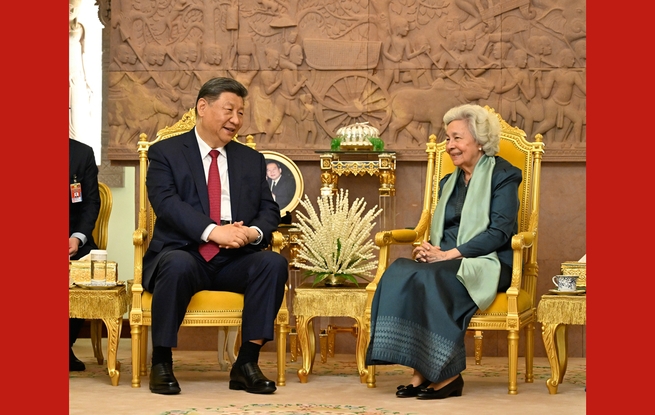 習(xí)近平會見柬埔寨太后莫尼列